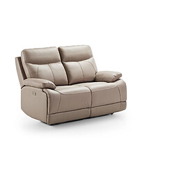 BOIS & CHIFFONS Canapé cuir 2 places, 2 relax électriques Bilbao Beige