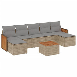 vidaXL Salon de jardin avec coussins 8 pcs beige résine tressée