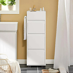 SoBuy BZR29-W Meuble Demi-Colonne Meuble Bas de Salle de Bain Armoire Commode Toilette Armoire de Salle de Bain avec 3 Tiroirs