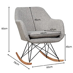 Avis Helloshop26 Chaise à bascule d'appoint chaise d'appoint à bascule dossier ergonomique haut accoudoirs en bois de hêtre massif coussin de siège rembourré gris 20_0002278