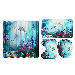 Universal 4pcs Dolphin set de salle de bains anti-dérapant rideaux de douche couvertures de sièges de toilettes serviettes de bain