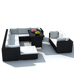 Avis Maison Chic Salon de jardin 10 pcs + coussins - Mobilier/Meubles de jardin - Table et chaises d'extérieur Résine tressée Noir -MN41448