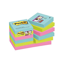 Notes couleurs Miami Super Sticky Post-it 46,7 x 46,7 mm - Bloc de 90 feuilles - Lot de 12