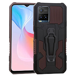 Coque en TPU anti-griffes avec béquille à clip magnétique, café pour votre Vivo Y21s