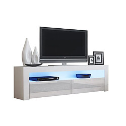 Dusine Meuble TV Savelli LED Blanc MAT et portes Blanc laqué 157 cm