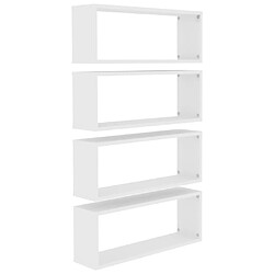 Maison Chic Lot de 4 Étagères murales,Étagère Rangement flottate cube Blanc 60x15x23 cm Aggloméré -MN90324