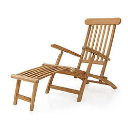 AXI Costa Bain de Soleil en Bois Teck avec Coussin | Transat Jardin ajustable en 4 positions | Chaise Longue pour l'extérieur / le jardin pas cher