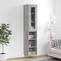 vidaXL Buffet haut Sonoma gris 34,5x34x180 cm Bois d'ingénierie