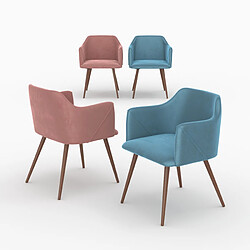 Avis Rendez Vous Deco Pack 4 chaises Daisy en velours bleu et rose