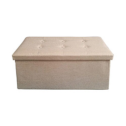 Mobili Rebecca Pouf Rettangulaire De Rangement Beige Avec Couvercle Repose-pieds