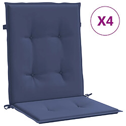 vidaXL Coussins de chaise à dossier bas lot de 4 bleu marine tissu