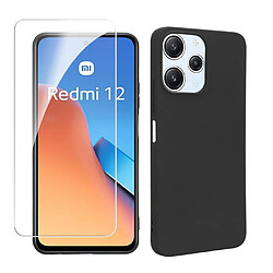 Htdmobiles Coque pour Xiaomi Redmi 12 4G et 5G / Poco M6 Pro 5G - housse etui silicone gel fine + film ecran - NOIR