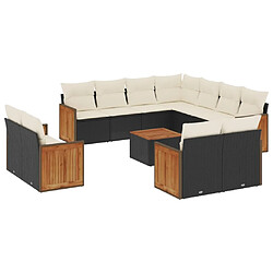 Maison Chic Salon de jardin 12 pcs avec coussins | Ensemble de Table et chaises | Mobilier d'Extérieur noir résine tressée -GKD59986