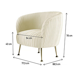 Avis palozi home Fauteuil en velours design Carter - Beige