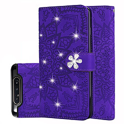 Wewoo Housse Coque Pour Galaxy A80 / A90 Calf Motif Diamant Double Mandala Design Étui en cuir estampé avec portefeuille et titulaire et fentes cartes Violet