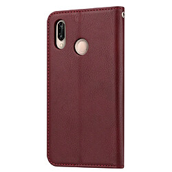 Wewoo Housse Coque Étui en cuir à rabat horizontal Knead Skin Texture pour Huawei Y7 2019 / Y7 Prime 2019 / Y7 Pro 2019avec cadre photo et support et fentes cartes et portefeuille rouge vin