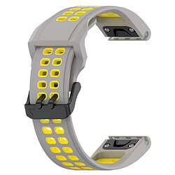 Bracelet en silicone 26mm, bicolore, fermeture rapide avec boucle à double trou pour votre Garmin Enduro/Fenix 7X/7X Solar/COROS VERTIX 2 - Gris/jaune