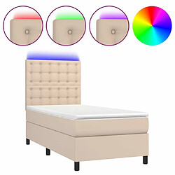 Maison Chic Lit adulte- Lit + matelas,Sommier à lattes de lit avec matelas LED Cappuccino 100x200 cm -GKD95966