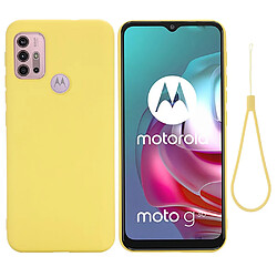 Coque en silicone souple avec sangle jaune pour votre Motorola Moto G30/G10