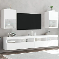 vidaXL Meubles TV avec lumières LED 2 pcs blanc 40,5x30x60 cm