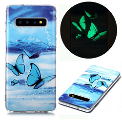 Coque en TPU imd à motifs noctilucents papillon bleu pour votre Samsung Galaxy S10