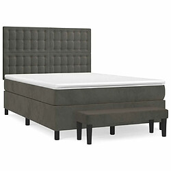 Maison Chic Lit Adulte - Lit simple Lit à sommier tapissier et matelas moelleux - Meuble de Chambre - Gris foncé 140x190cm Velours -MN91626