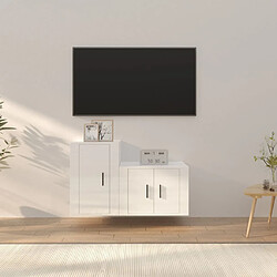 Maison Chic Ensemble de meubles TV 2 pcs pour salon - blanc brillant bois d'ingénierie -MN63797