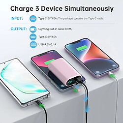 Acheter SANAG Batterie Externe 10800Mah, Ultra Compact Power Bank Avec Cables Intégré, 15W 3.0A Chargeur Portable Avec Écran Lcd, 3 Sortie Batterie Portable Pour Iphone 14//14 Pro/13/12/11/Xs/Xr/X/8/7/6 (Rose)