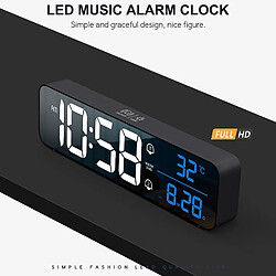 Réveil LED Intelligent Snooze Thermomètre Affichage Décor De Bureau 2000mAh Noir pas cher