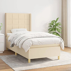 Maison Chic Lit adulte- Lit + matelas,Sommier à lattes de lit avec matelas Crème 80x200 cm Tissu -GKD71359