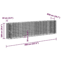 vidaXL Lit surélevé à gabion Fer galvanisé 400x50x100 cm pas cher