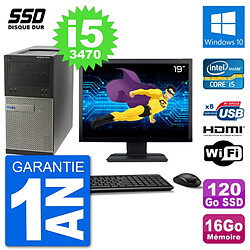 PC Dell 3010 MT Ecran 19" i5-3470 RAM 16Go SSD 120Go HDMI Windows 10 Wifi - Occasion