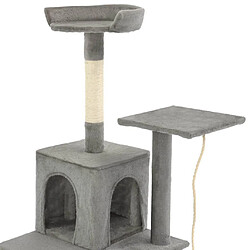 Avis Helloshop26 Arbre à chat griffoir grattoir niche jouet animaux peluché en sisal 120 cm gris 3702214