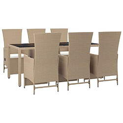 Avis Ensemble salle à manger de jardin 7 pcs,Table et chaise à dîner d'extérieur beige poly rotin -MN78814