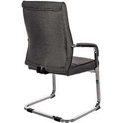 Decoshop26 Fauteuil de bureau chaise visiteur sans roulettes piétement luge en métal chromé et assise en tissu noir 10_0003354