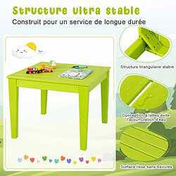 Helloshop26 Table pour enfants en pehd anti-décoloration pour intérieur / extérieur 64,5 x 64,5 x 51 cm vert 20_0007443