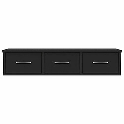 Acheter Maison Chic Étagère murale flottante,Etagère de rangement avec tiroirs Noir 88x26x18,5 cm Aggloméré -MN90691