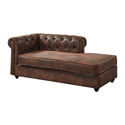 Avis Vente-Unique Méridienne droite chesterfield en microfibre aspect cuir vieilli SHIREL