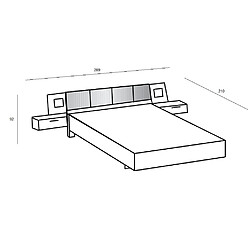 Avis Inside 75 Lit futon AURELIA chêne flagstaff 180 x 200 cm + éclairage + chevets + coussin