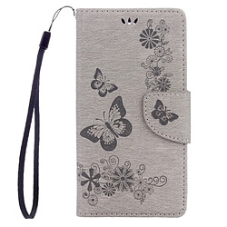 Wewoo Coque gris Wiko U Feel Butterflies Gaufrage étui en cuir flip horizontal avec support & Slots de cartes Portefeuille & Longe