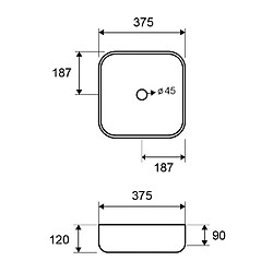 Avis Karag Vasque carrée à poser sans trou JEY 37,5x37,5x12 cm