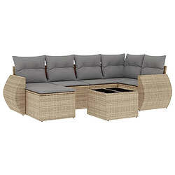 Maison Chic Salon de jardin avec coussins 7 pcs | Ensemble de Table et chaises | Mobilier d'Extérieur beige résine tressée -GKD84162