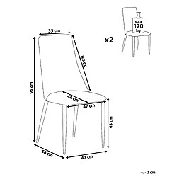 Avis Beliani Chaise de salle à manger CLAYTON Set de 2 Velours Gris foncé