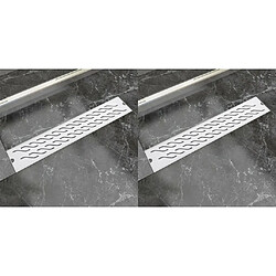 vidaXL Drain de douche linéaire 2 pcs 630 x 140 mm Acier inoxydable