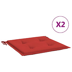 vidaXL Coussins de chaise jardin lot de 2 rouge 40x40x3cm tissu oxford