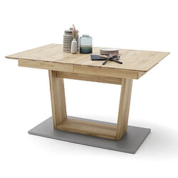 Pegane Table à manger / table repas extensible en chêne sauvage / noir - L.140-185 x H.77 x P.90 cm