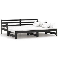 vidaXL Lit coulissant sans matelas noir 2x(90x200) cm