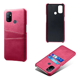 Coque en TPU + PU avec double porte-cartes rose pour votre OnePlus Nord N100