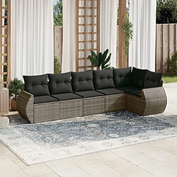 Maison Chic Salon de jardin 6 pcs avec coussins | Ensemble de Table et chaises | Mobilier d'Extérieur gris résine tressée -GKD52474