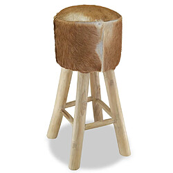 Avis vidaXL Tabouret de bar Cuir véritable et bois de teck solide